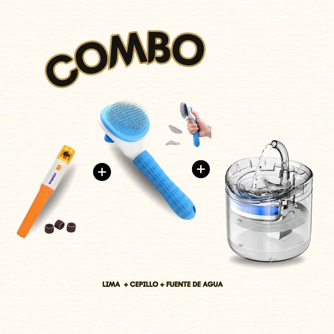 🐾 Combo Premium Mascotas 3 en 1 | Uñas, Pelaje e Hidratación ⭐